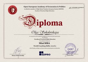Документ об образовании: Академия EdPro, международный коучинг, 2025 год., скан 2 из 2