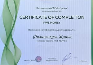 Документ об образовании: Интегратор PWS. Модуль Деньги, скан 1 из 1