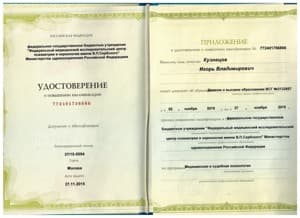 Документ об образовании: Медицинская и судебная психология, скан 1 из 1