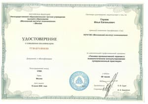 Документ об образовании: Техники провокативной терапии в психологическом консультировании, скан 1 из 1