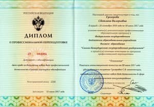 Документ об образовании: Санкт-Петербургский Государственный Университет, скан 1 из 1