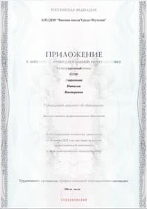 Документ об образовании: Высшая школа Среда Обучения, Диплом, скан 2 из 3