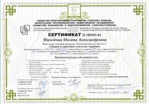 Документ об образовании: Теория и практика гештальт-терапии, скан 1 из 1