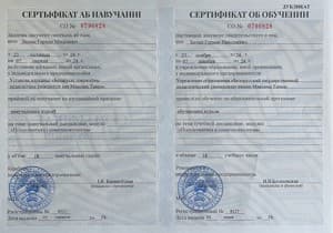 Документ об образовании: БГПУ им. Максима Танка. Обучающий курс «Психосоматика и соматопсихология», скан 1 из 2